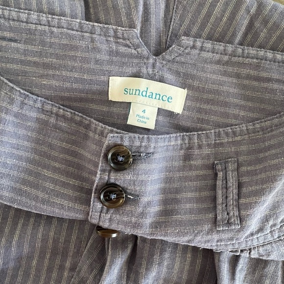 Sundance Amelia Linen Blend Pinstripe Trouser Pants in Blue Gray Size 4 - Picture 2 of 10